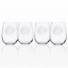 Rolf Glass Aspen Leaf 17 oz. Clear Stemless Wine Tumbler (Set of 4) - Elegant & Durable Stemless Wine Glasses