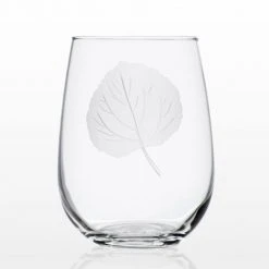 Rolf Glass Aspen Leaf 17 oz. Clear Stemless Wine Tumbler (Set of 4) - Elegant & Durable Stemless Wine Glasses -Drinkware Shop rolf glass stemless wine glasses 702339 s4 c3 1000