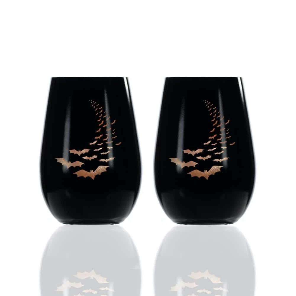 Going Batty 16.5 oz. Stemless Wine Glasses Set (Set of 2) - Elegant & Durable by Rolf Glass 1 Going Batty 16.5 oz. Stemless Wine Glasses Set (Set of 2) - Elegant & Durable by Rolf Glass