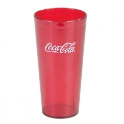 20 oz. SAN Plastic Stackable Tumbler with Coca Cola Logo Imprint (Case of 72) - Ruby by Carlisle
