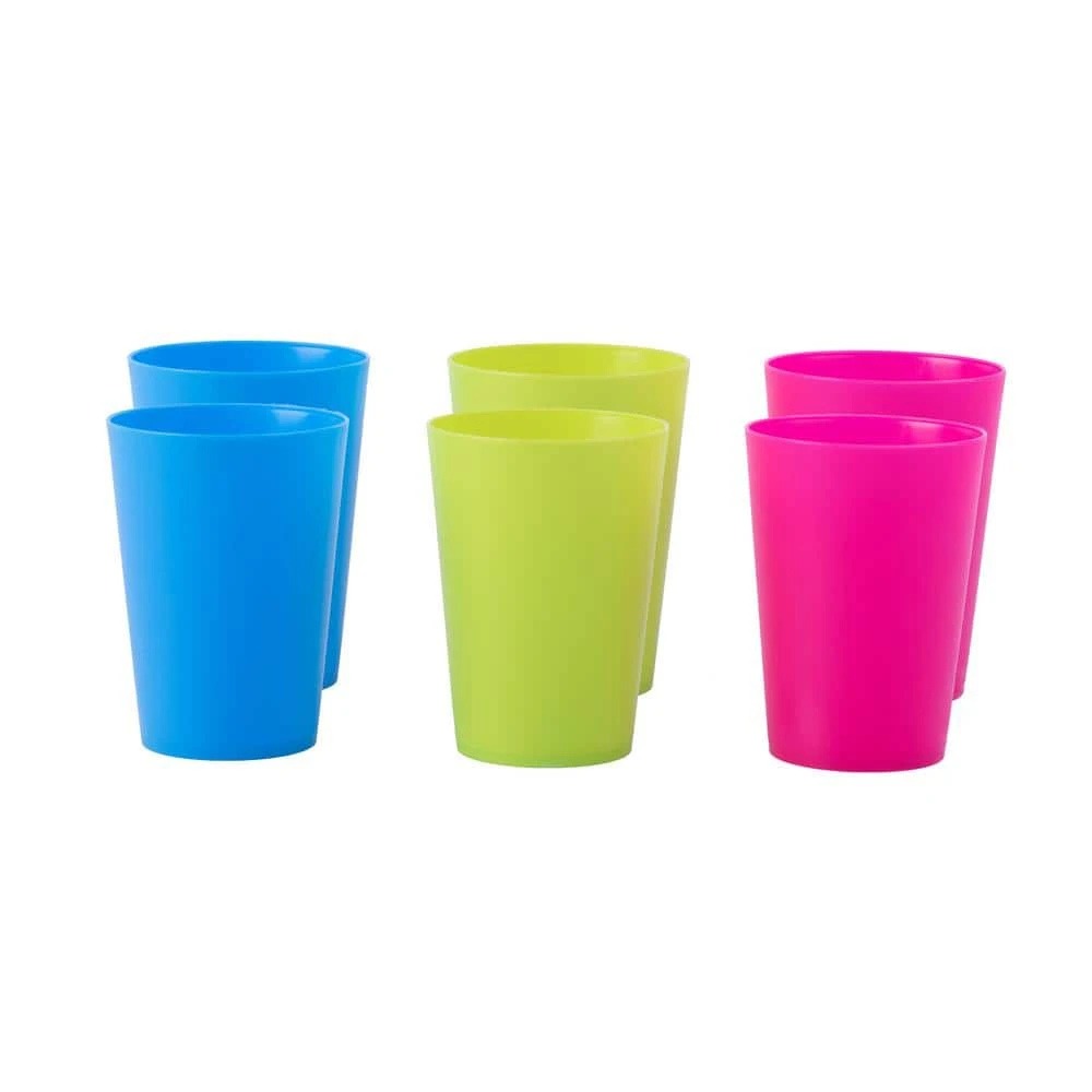 Basicwise 7 oz. Reusable Plastic Cups - Set of 6 (2 Red, 2 Green, 2 Blue) - Freezer Safe Drinking Glasses 1 Basicwise 7 oz. Reusable Plastic Cups - Set of 6 (2 Red, 2 Green, 2 Blue) - Freezer Safe Drinking Glasses