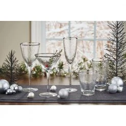 10 oz. Metallic Silver Rim Highball Glasses (Set of 4) by Split P -Drinkware Shop silver split p highball glasses 2825 671s 1f 1000