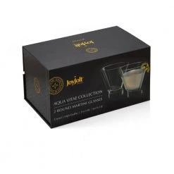 JoyJolt Aqua Vitae 8.6 oz. Round Martini Glasses Set of 2 - Elegant Cocktail Glasses -Drinkware Shop smooth joyjolt martini glasses aq10156 1f 1000