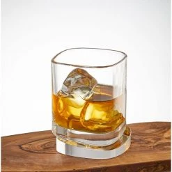 JoyJolt Aqua Vitae 9.6 oz. Square Whiskey Glasses (Set of 2) - Elegant Cocktail & Scotch Glasses -Drinkware Shop smooth joyjolt whiskey glasses aq10151 4f 1000