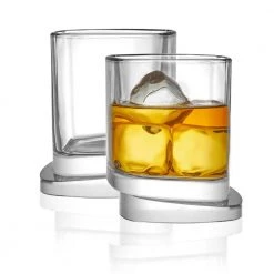 JoyJolt Aqua Vitae 9.6 oz. Square Whiskey Glasses (Set of 2) - Elegant Cocktail & Scotch Glasses -Drinkware Shop smooth joyjolt whiskey glasses aq10151 fa 1000