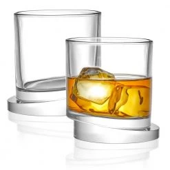 JoyJolt Aqua Vitae 11.5 oz. Round Whiskey Glasses (Set of 2) - Elegant Cocktail & Whiskey Glassware -Drinkware Shop smooth joyjolt whiskey glasses aq10152 fa 1000