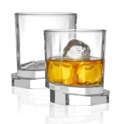 JoyJolt Aqua Vitae 10.5 oz. Off Base Octagon Whiskey Glasses (Set of 2) - Elegant Cocktail & Whiskey Tumblers -Drinkware Shop smooth joyjolt whiskey glasses aq10153 fa 1000