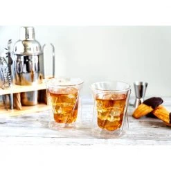 JoyJolt Lacey 10 oz Double Wall Whiskey Glasses, Set of 2 - Elegant & Durable Cocktail Glasses -Drinkware Shop smooth joyjolt whiskey glasses jg10235 31 1000