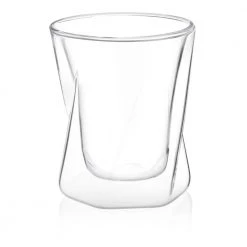 JoyJolt Lacey 10 oz Double Wall Whiskey Glasses, Set of 2 - Elegant & Durable Cocktail Glasses