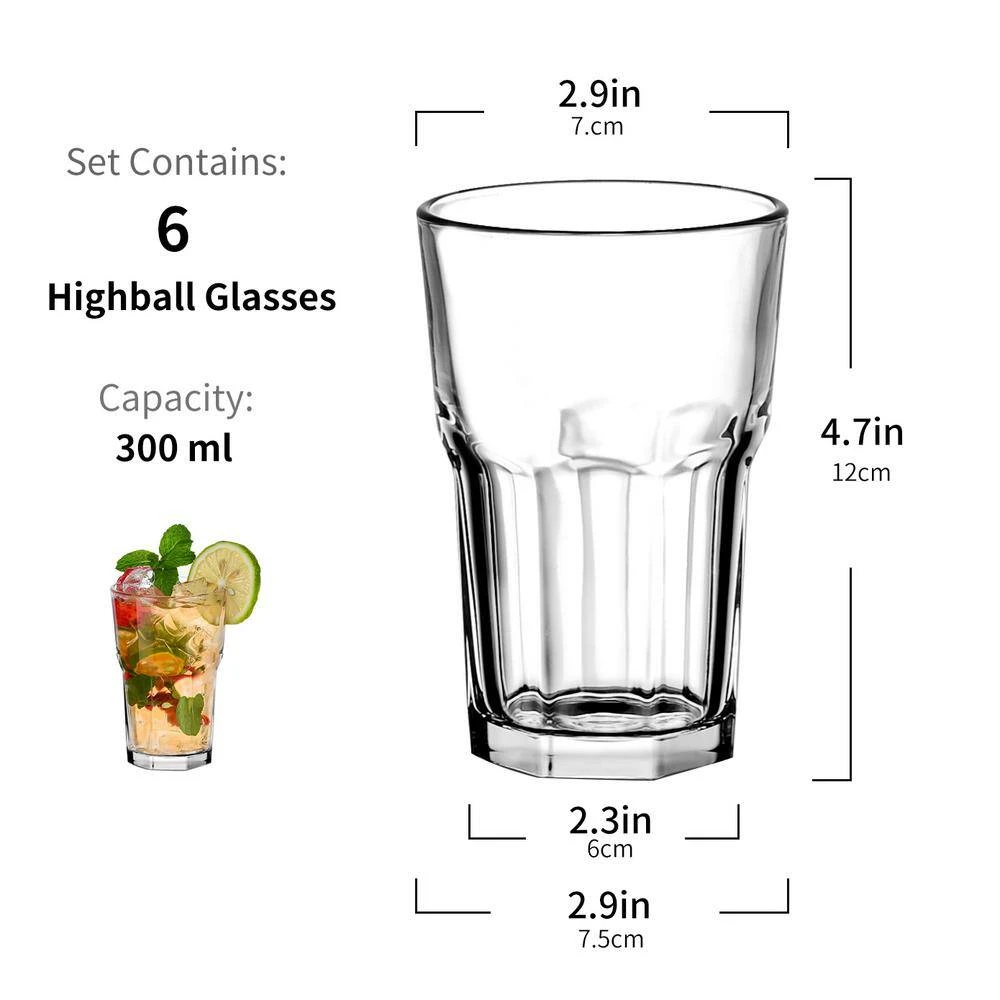 10 oz. Modern Crystal Soda Highball Glass Set of 6 - Elegant Cocktail Glasses by Amisglass 3 10 oz. Modern Crystal Soda Highball Glass Set of 6 - Elegant Cocktail Glasses by Amisglass - Image 3