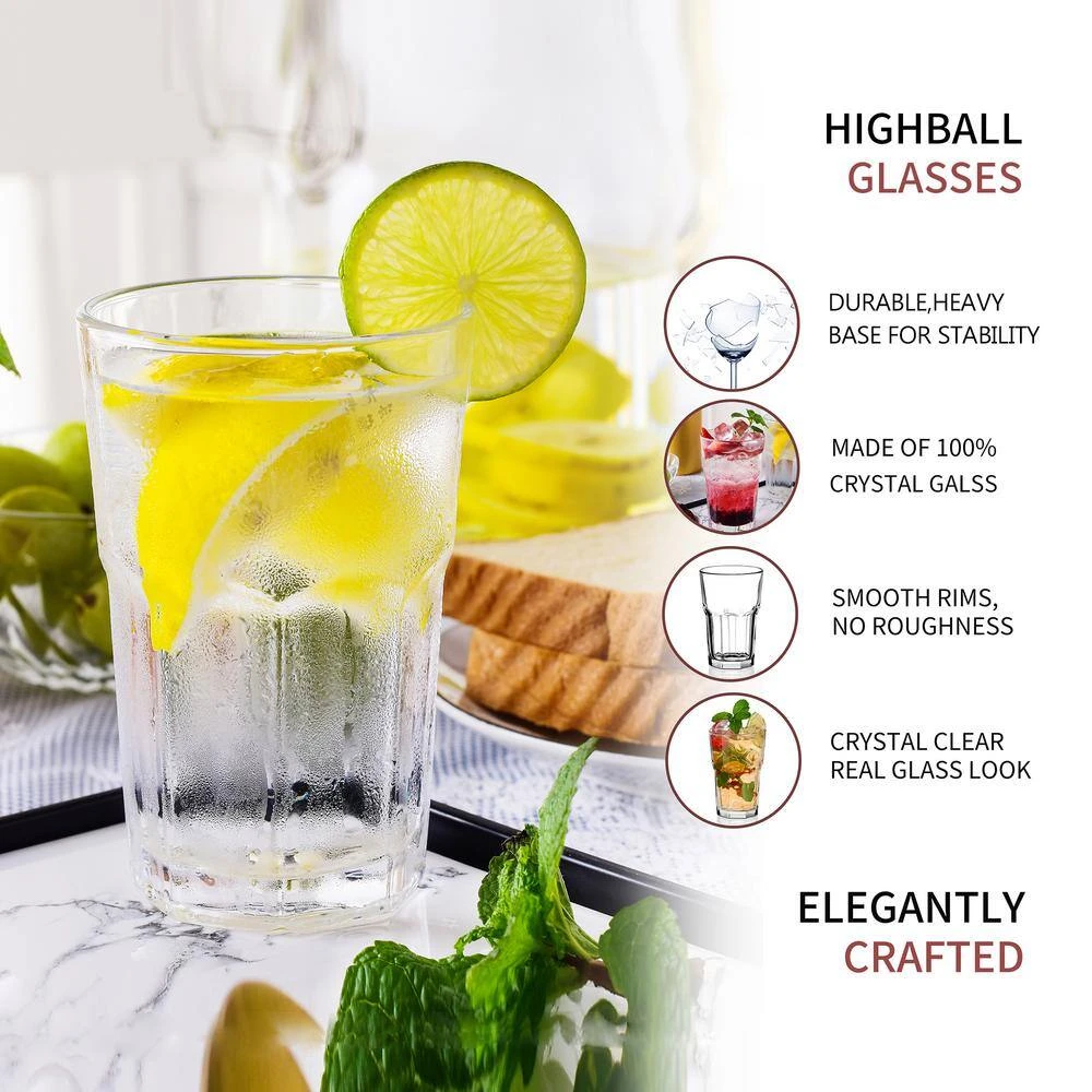 10 oz. Modern Crystal Soda Highball Glass Set of 6 - Elegant Cocktail Glasses by Amisglass 7 10 oz. Modern Crystal Soda Highball Glass Set of 6 - Elegant Cocktail Glasses by Amisglass - Image 7