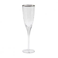 Metallic 6 oz. Silver Rim Flute (Set of 4) - Premium Champagne Glasses by Split P