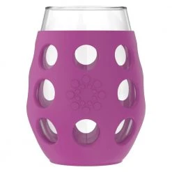 LIFEFACTORY 11 oz. Stemless Wine Glasses with Protective Silicone Sleeves and Lids (Set of 4) - Durable & Stylish Wineware -Drinkware Shop stemless wine glasses lf310500c4 1f 1000