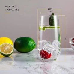 16.5 oz. Lead-Free Crystal Beverage Glasses (Set of 6) - Elegant Drinking Glasses by TABLE 12 -Drinkware Shop table 12 drinking glasses sets tglg6r30 44 1000