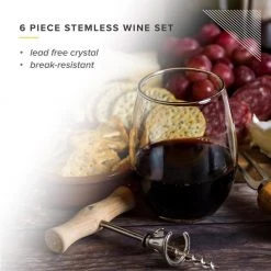 Premium 15.5 oz. Stemless Wine Glasses (Set of 6) by TABLE 12 - Elegant & Durable -Drinkware Shop table 12 stemless wine glasses tgs6r30 4f 1000