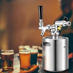 VEVOR 68 Oz. Stainless Steel Pressurized Beer Growler with Tap Faucet - Portable Mini Keg for Craft Beer -Drinkware Shop vevor beer growlers pjfpq2l0000000001v0 31 1000