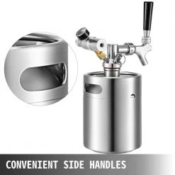 VEVOR 68 Oz. Stainless Steel Pressurized Beer Growler with Tap Faucet - Portable Mini Keg for Craft Beer -Drinkware Shop vevor beer growlers pjfpq2l0000000001v0 76 1000