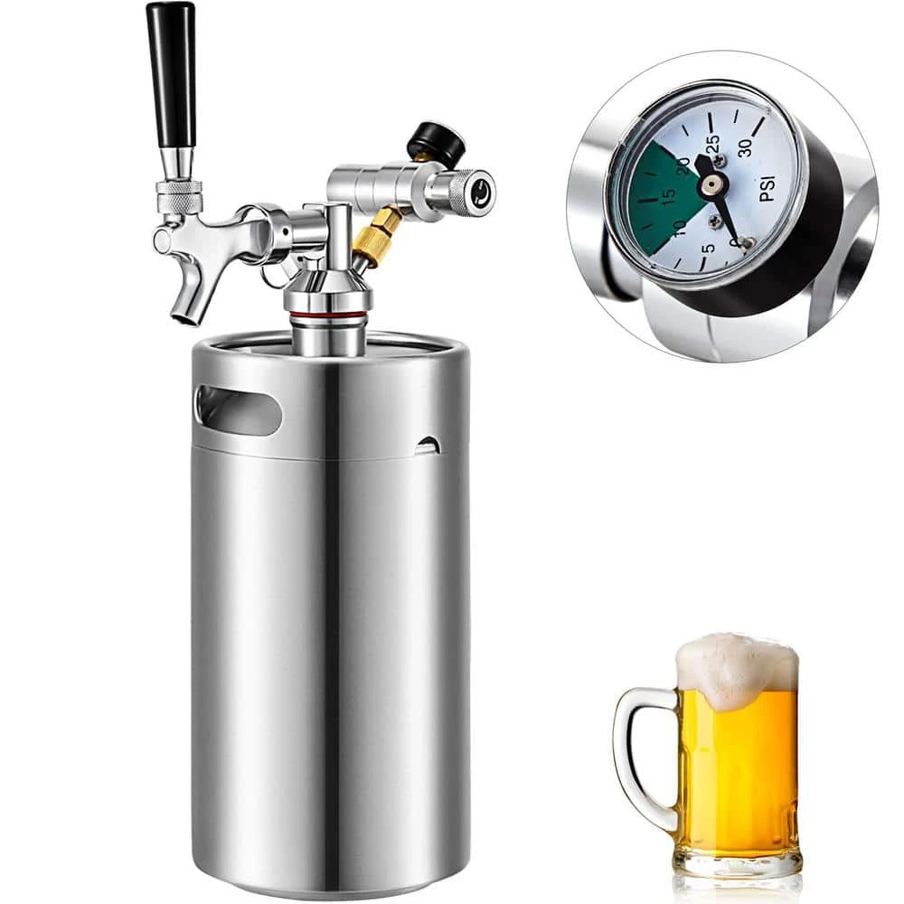 VEVOR 135 oz Pressurized Beer Growler | Adjustable Pressure Stainless Steel Mini Keg with Tap Faucet | Perfect for Restaurants, Bars & Home Use 1 VEVOR 135 oz Pressurized Beer Growler | Adjustable Pressure Stainless Steel Mini Keg with Tap Faucet | Perfect for Restaurants, Bars & Home Use