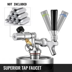 VEVOR 169 oz. Pressurized Stainless Steel Beer Mini Keg with Adjustable Pressure Regulator | Portable Growler for Home Brewing | Silver -Drinkware Shop vevor beer growlers pjfpq5l0000000001v0 44 1000