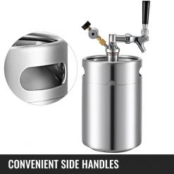 VEVOR 169 oz. Pressurized Stainless Steel Beer Mini Keg with Adjustable Pressure Regulator | Portable Growler for Home Brewing | Silver -Drinkware Shop vevor beer growlers pjfpq5l0000000001v0 4f 1000