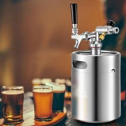 VEVOR 169 oz. Pressurized Stainless Steel Beer Mini Keg with Adjustable Pressure Regulator | Portable Growler for Home Brewing | Silver -Drinkware Shop vevor beer growlers pjfpq5l0000000001v0 76 1000