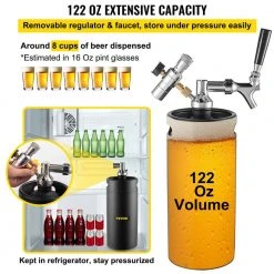 122 Oz. Mini Keg - 304 Stainless Steel Beer Growler with Dual Pressure Tap System & CO2 Regulator, Black - VEVOR 12 122 Oz. Mini Keg - 304 Stainless Steel Beer Growler with Dual Pressure Tap System & CO2 Regulator, Black - VEVOR -Drinkware Shop vevor beer growlers pjfpqhs4labqd2wsdv0 1f 1000