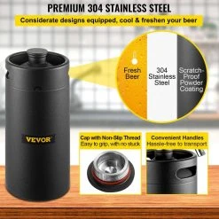 122 Oz. Mini Keg - 304 Stainless Steel Beer Growler with Dual Pressure Tap System & CO2 Regulator, Black - VEVOR 14 122 Oz. Mini Keg - 304 Stainless Steel Beer Growler with Dual Pressure Tap System & CO2 Regulator, Black - VEVOR -Drinkware Shop vevor beer growlers pjfpqhs4labqd2wsdv0 fa 1000