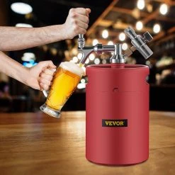 VEVOR 170 Oz. Mini Keg - 304 Stainless Steel Pressurized Beer Growler with Dual Pressure Display, CO2 Regulator & Faucet, Red -Drinkware Shop vevor beer growlers pjfpqhs5lwnjde0yuv0 31 1000