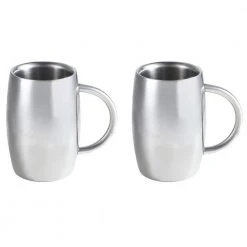 Visol Emerald 14 oz. Stainless Steel Double Walled Beer Mugs (Set of 2) - Premium Insulated Beer Glasses