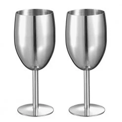 Visol Jacqueline 8 oz. Stainless Steel Champagne Glass Set of 2 - Elegant & Durable