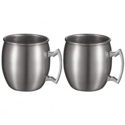 Visol Kremlin 2-Piece Brushed Nickel Mule Mug Set | Elegant Cocktail Glasses for Moscow Mule