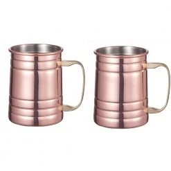 Visol Brinker Copper Plated Mule Mug Set – Elegant Cocktail Glasses for Moscow Mule Enthusiasts