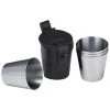 Visol Stainless Steel Set of 3-Shot Cups with Premium Leather Carrying Case for Cocktails