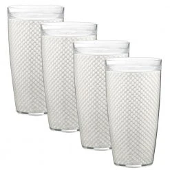 Kraftware Fishnet 22 oz. White Insulated Drinkware Set of 4 - Premium Insulated Drinking Glasses