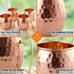 Zulay Kitchen 16 oz. Copper Moscow Mule Mugs - Set of 4 | Elegant Cocktail Glasses -Drinkware Shop zulay kitchen moscow mule mugs z mscw ml cppr mgs 4st 1f 1000