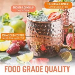 Zulay Kitchen 16 oz. Copper Moscow Mule Mugs - Set of 4 | Elegant Cocktail Glasses -Drinkware Shop zulay kitchen moscow mule mugs z mscw ml cppr mgs 4st 4f 1000