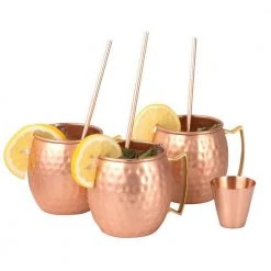 Zulay Kitchen 16 oz. Copper Moscow Mule Mugs - Set of 4 | Elegant Cocktail Glasses